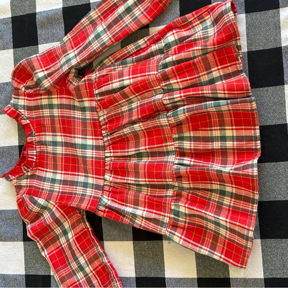 Red Plaid Long Sleeve Dress